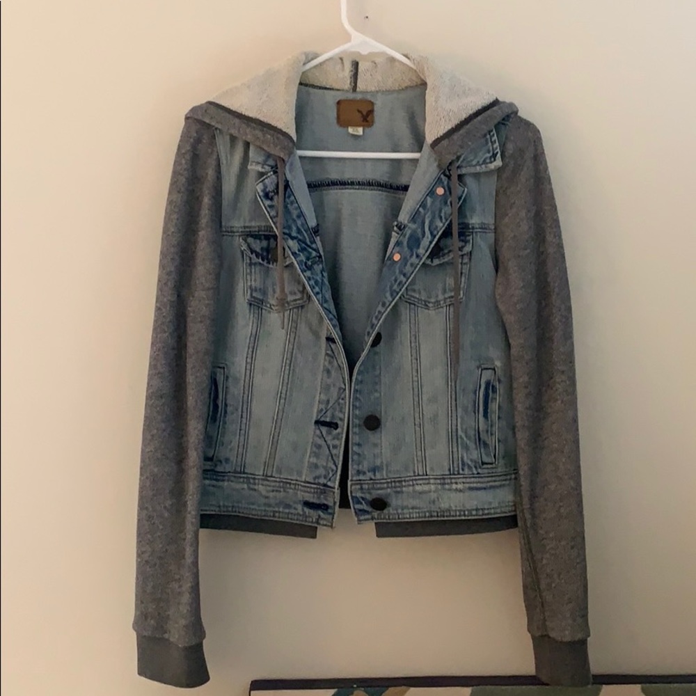 Jean jacket sweatshirt- American Eagle